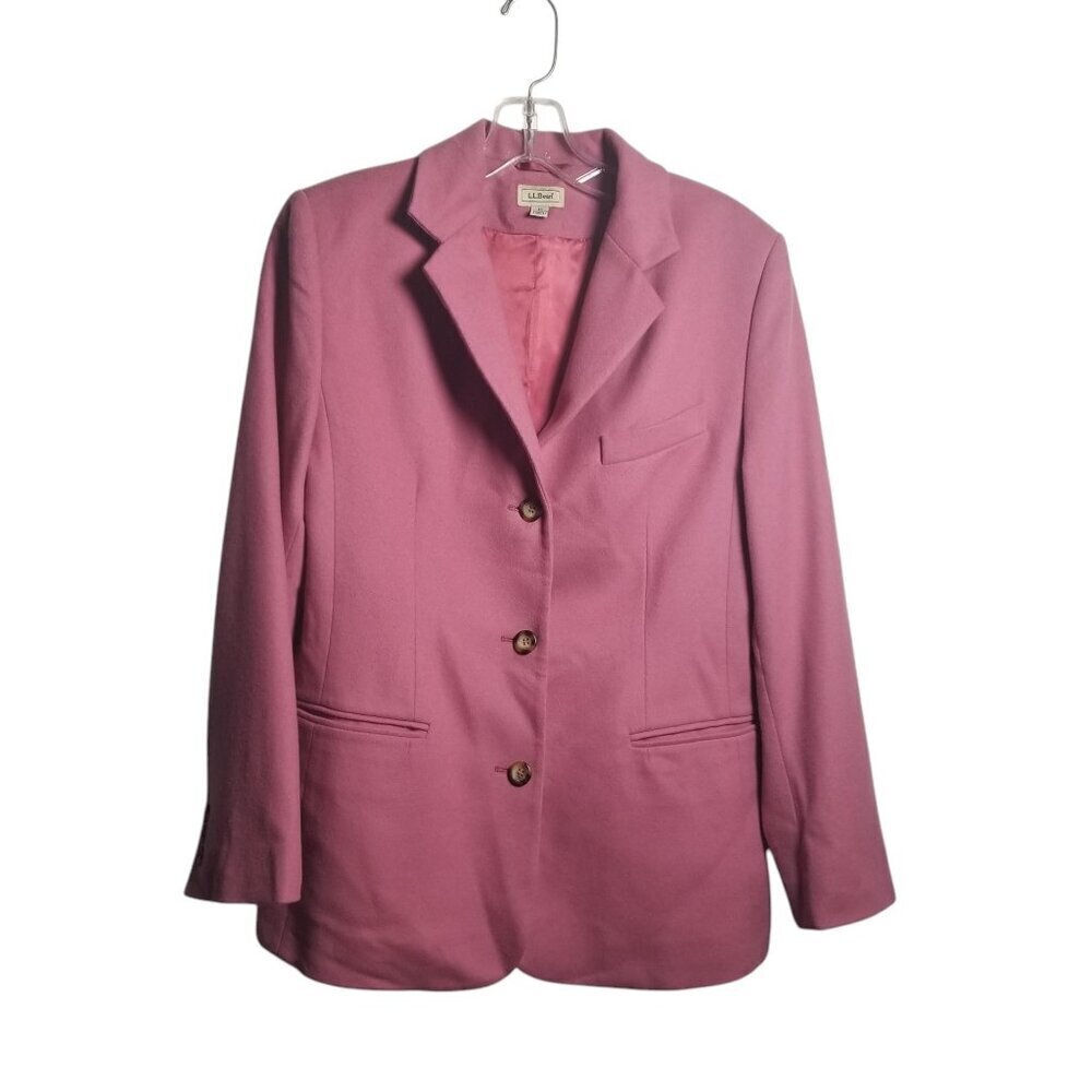LL Bean Women's Wool/Cashmere Pink Office Career Blazer Sz 8P